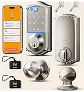 Veise VE017-K Fingerprint Smart Lock with 2 Knobs, App Control, Keyless Entry Front Door Lock wit...