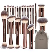 MAANGE 20 PCS Foundation Makeup Brush Set, Double-ended Kabuki Contour Brush for Liquid Powder Co...