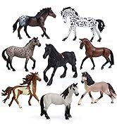 UANDME 8PCS Big Horse Mare and Stallion Toy Figures, Plastic Horse Figurines, Horse Animal Toys f...