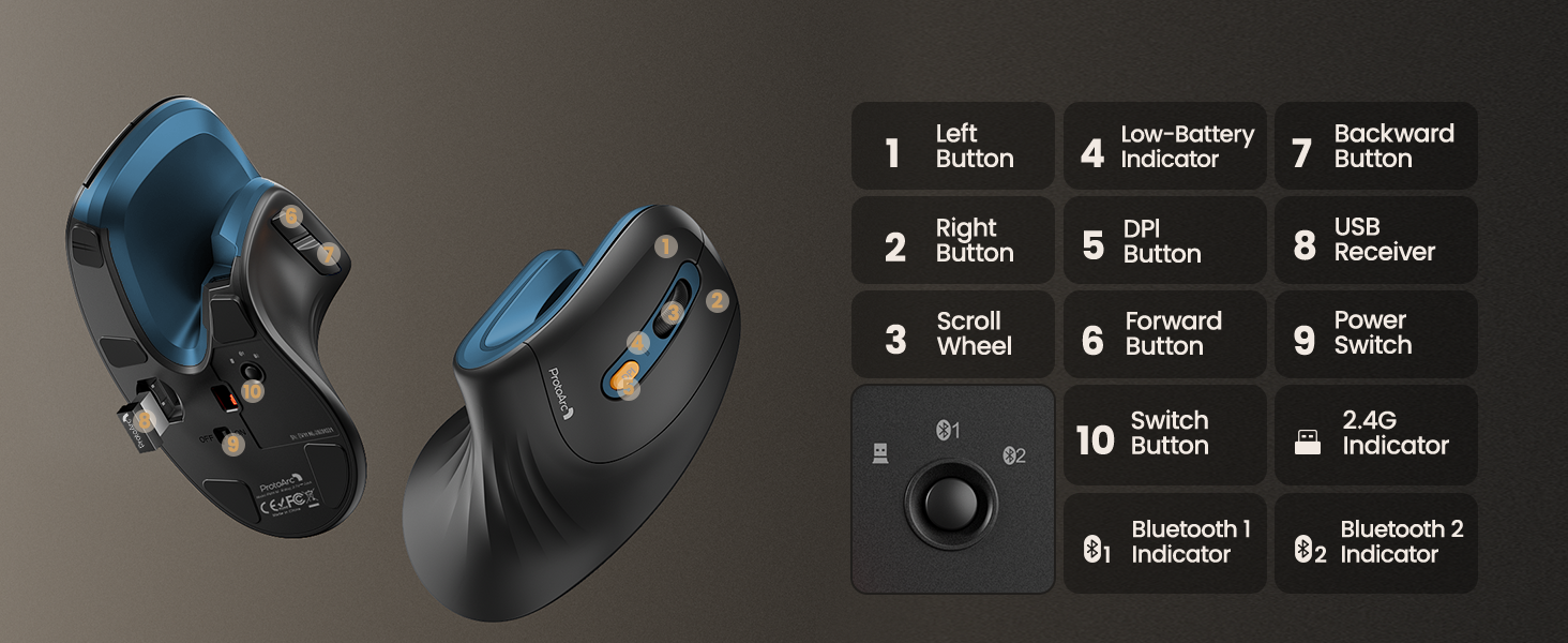 Bluetooth Rechargeable Vertical Mouse