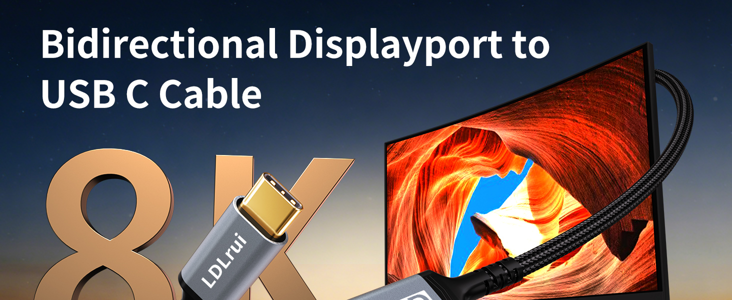 Bidirectional Displayport toUSB C Cable