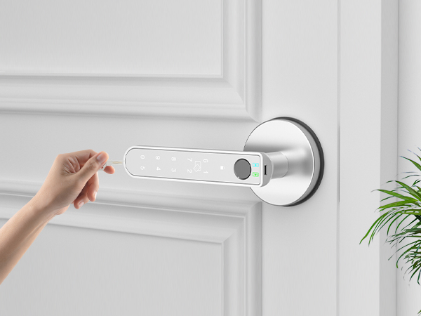 Smart Bedroom Door Lock Key Unlock Silver 