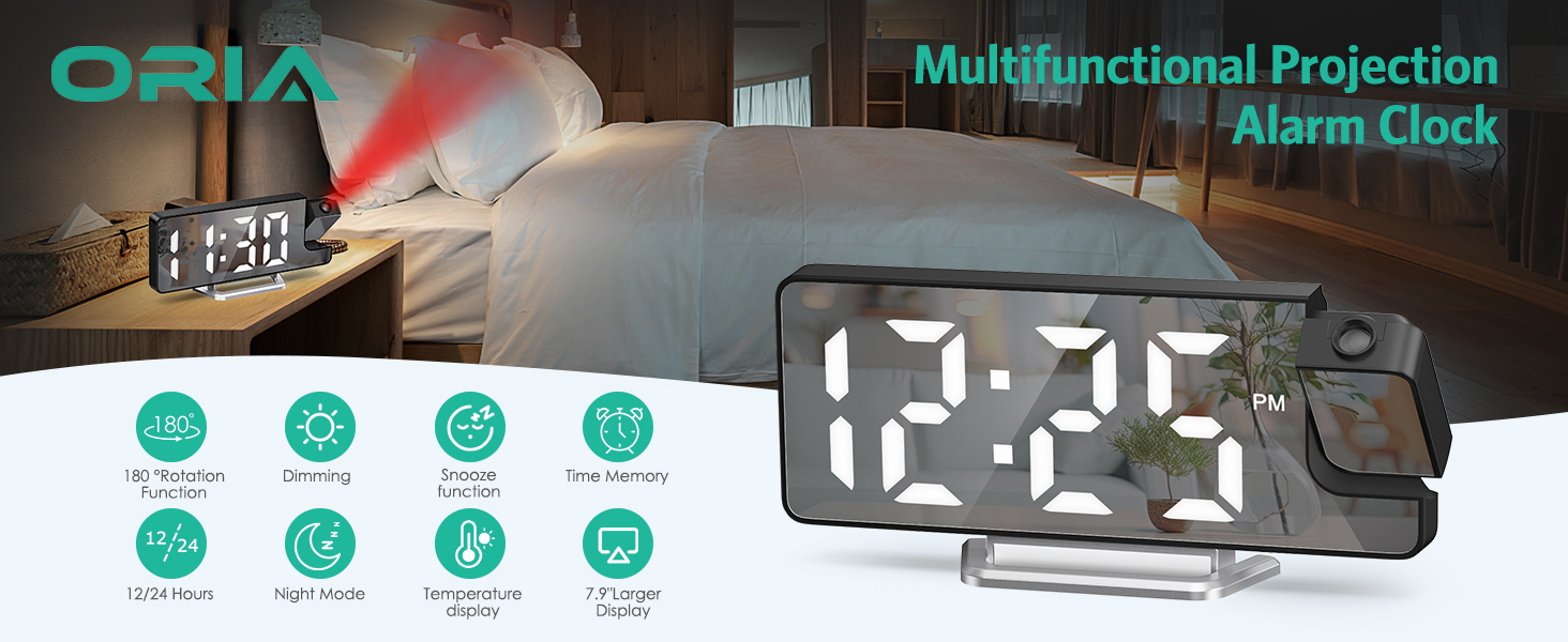 bedroom projection alarm clock red display digital clock with projector