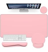 Dapesuom Large Gaming Mouse Pad, Pink Mouse Pads with Wrist Rest Wrist Support, 4in1 Big XXL Desk...