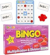 QUIZMO Multiplication &amp; Division - Bingo Style Math Game - 2 Game Modes for Ages 8+ - Teach Basic...