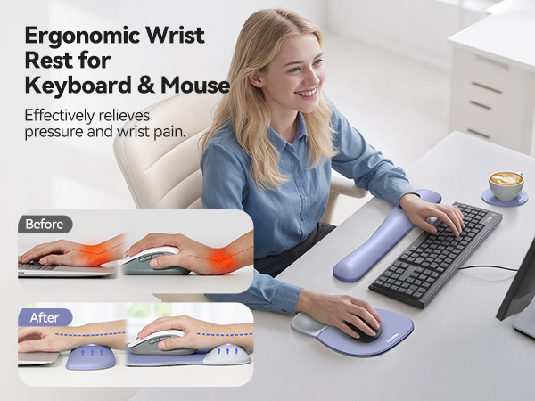 Ergonomic Mouse Pad and Keyboard Wrist Rest