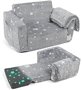 FCCABIN Toddler Sofa, Kids Couch, Fold Out Flip Out Sofa Chair, Children Convertible Sofa to Loun...