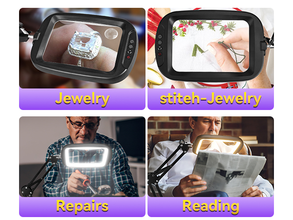 Extra Large magnifying glass with light and stand