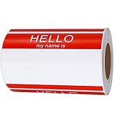 Hybsk Hello My Name Is Red Name Tag Identification Stickers 3-1/2” x 2-3/8” Total 200 Labels Per ...