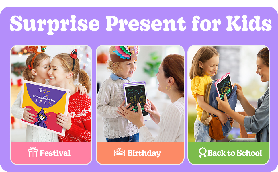 8.5 inch colorful doodle board drawing pad, encourages creativity and imagination.