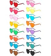 LYMOJOR 16 Pairs Heart Shaped Sunglasses Candy Color Rimless Fun Heart Glasses for Women Party Fa...