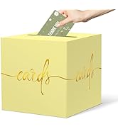 CINSOEN Light Yellow Card Box with Gold Foil Design - Birthday, Wedding, Party, Graduation &amp; Baby...