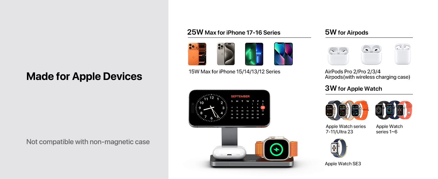 Foldable 25W 3 in 1 Magnetic Wireless Charging Station