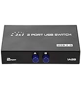ASHATA USB 2.0 Peripheral Sharing Switch,2/4 Port USB 2.0 Manual Sharing Switch Switcher Box for ...