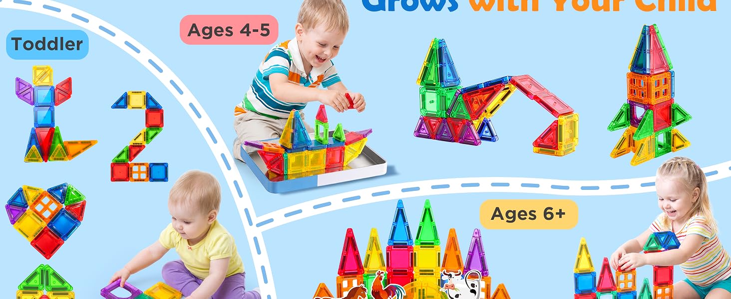 Magnetic Building Tiles 3D Blocks Construction Playboards STEM Creative Educational Toys for Kids
