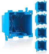 ANKYLHUA 5-Pack 2-Gang Old Work Electrical Box, Blue, 25 Cu.in.Retrofit Standard Switch/Outlet Bo...