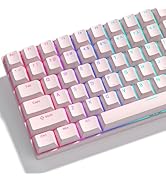 Womier Pink Shine Through Keycaps, PBT Keyboard Keycaps Cherry Profile, Custom Keycap Sets Suitab...