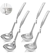 Peohud 4 Pack Soup Ladle Soup Colander, SUS304 Stainless Steel Slotted Hot Pot Ladle Strainer Sco...