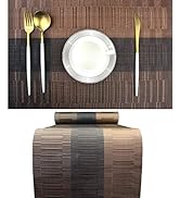 PIGCHCY Elegant Placemats with Matching Table Runner,Washable Plastic Placemats for Dining Table ...