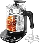 ICOOKPOT 1200w Electric Kettle, 1.5L Borosilicate Glass tea kettle, Hot water kettle electric for...