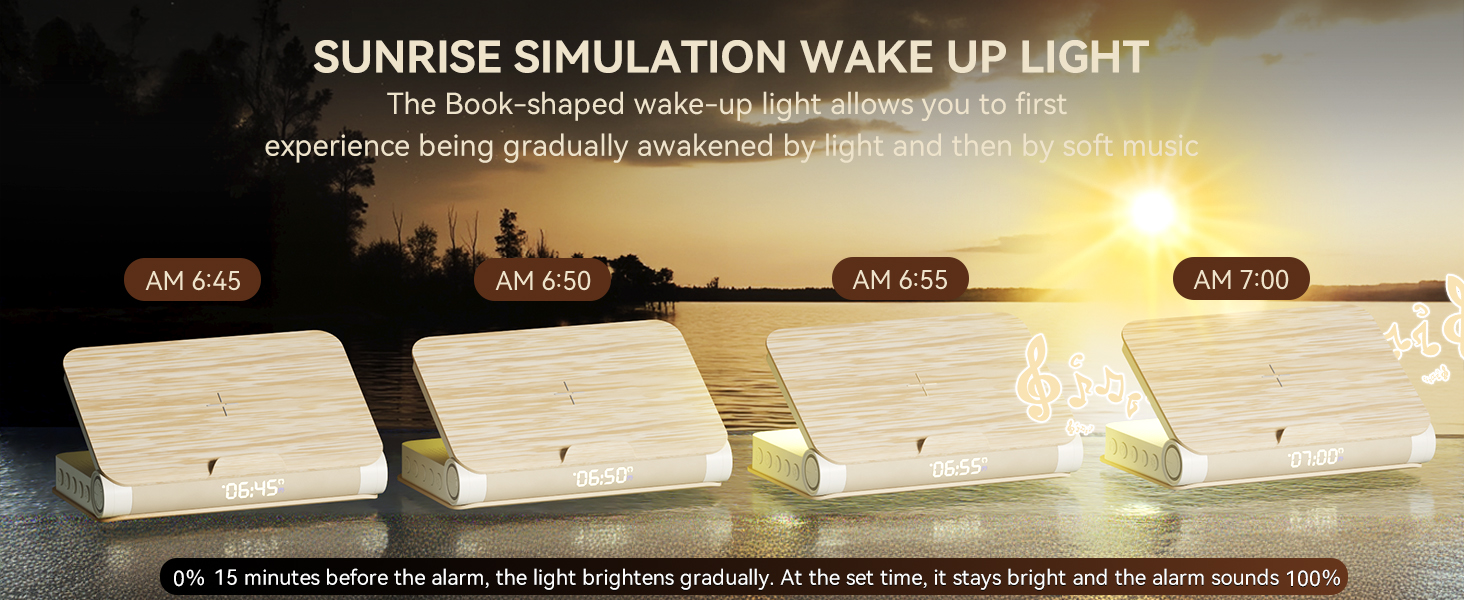 sunrise wake up light digital dimmable clock