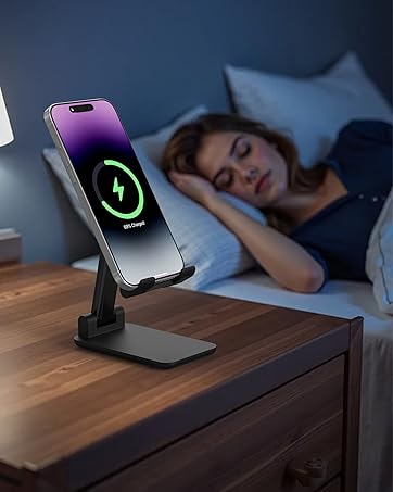 Black Adjustable Angle and Height Cell Phone Holder for Desk