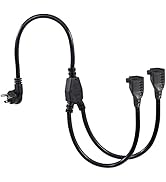 2FT Power Extension Cord 2 Way Splitter- 1 to 2 Splitter Outlet Power Cable Black, SJT 14AWG, 187...