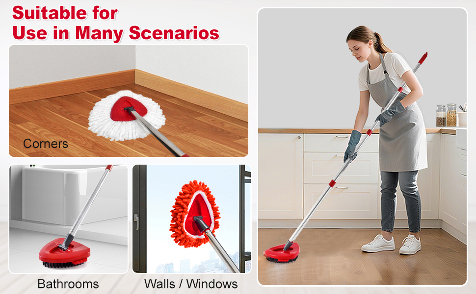 Replacement Mop Heads&amp;amp;amp; Handle Scrub Brush and Base Combo Set Compatible with O Cedar