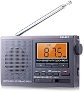 Portable AM FM SW 12 Bands Shortwave Radio, Small Walkman Digital Radio, Time Setting with Auto P...