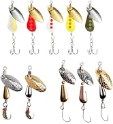 SHIAWASENA Fishing Spinners, 10pcs Trout Fishing Lures Kit, Inline Spinner Baits with Single Hook...