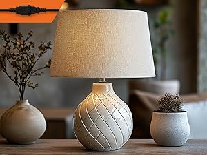 Application of black power extension cord in table lamp