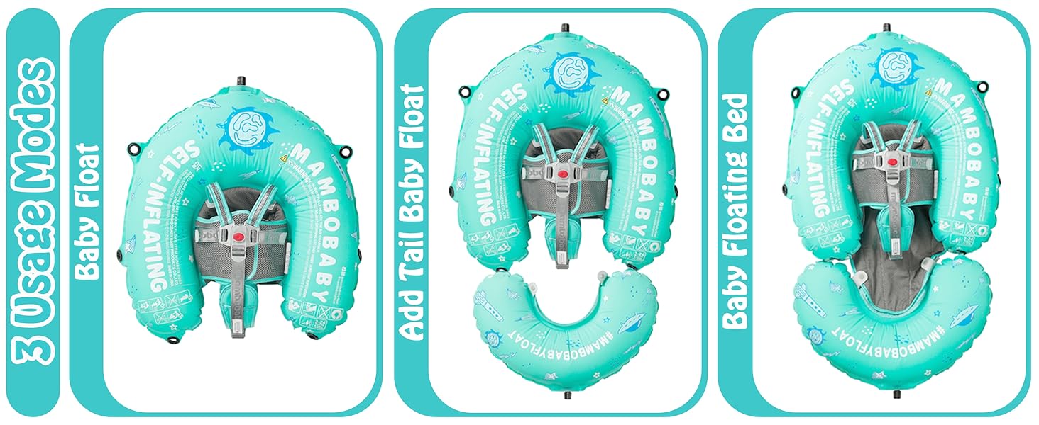 HECCEI Mambobaby Self-Inflating Baby Pool Floats Hammock with Canopy