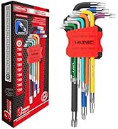 HAUTMEC 9PCS Torx Star Key Set, T10-T50 Star Allen Wrench with Visible Size Coding, CR-V Steel, D...