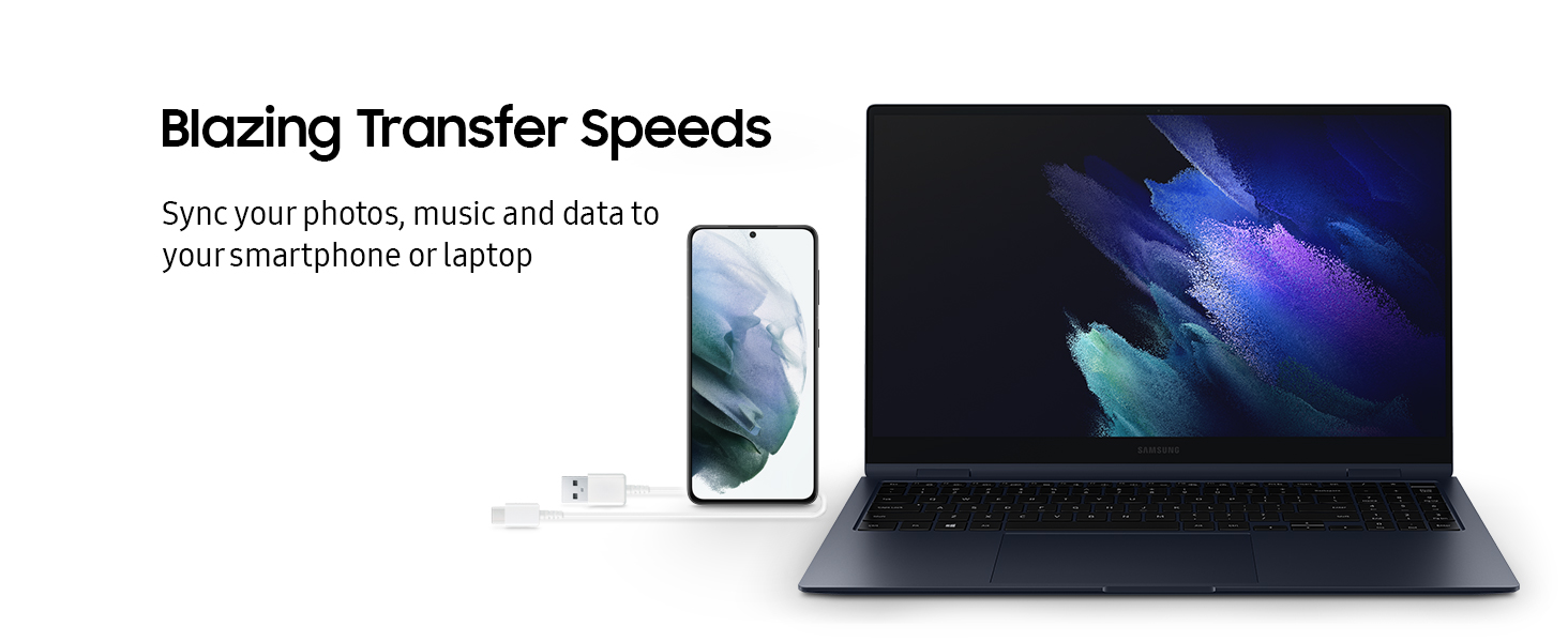 Sync your photos, music and data to your smartphone or laptop at blazing charge and transfer speeds