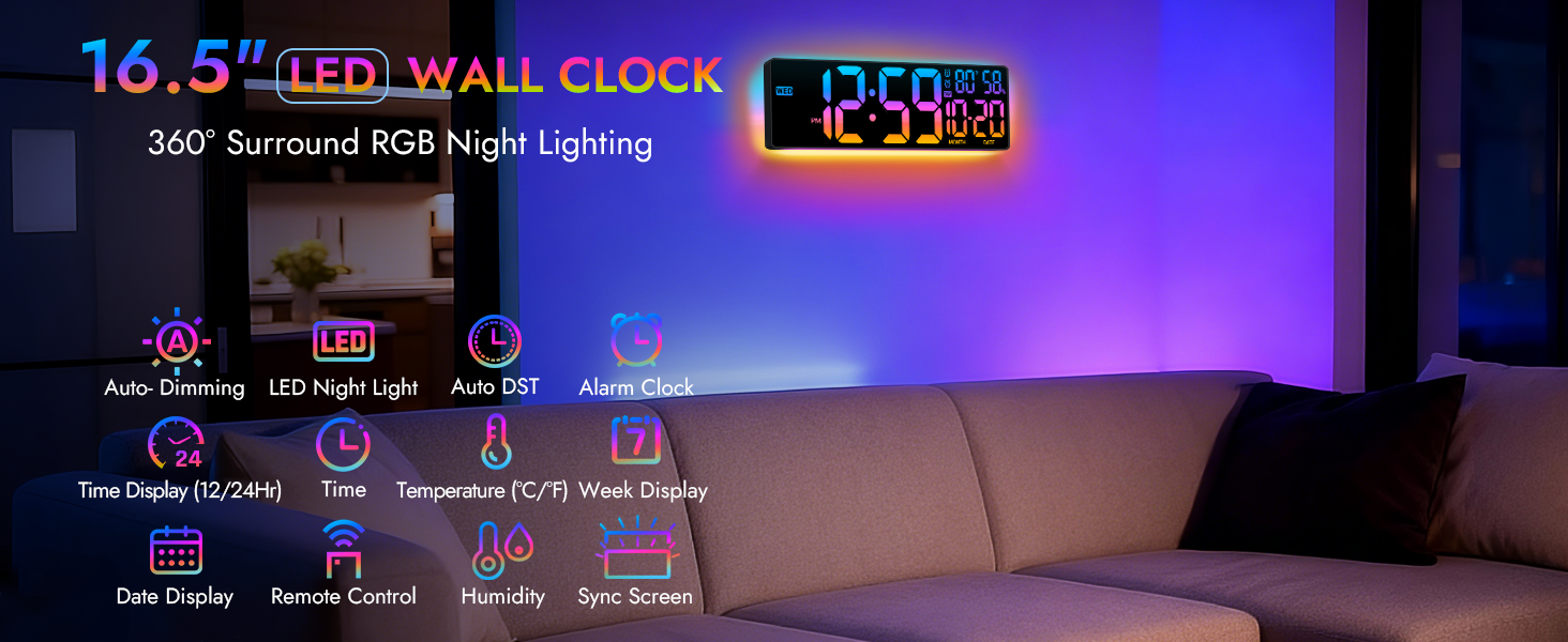 Large Digital Wall Clock