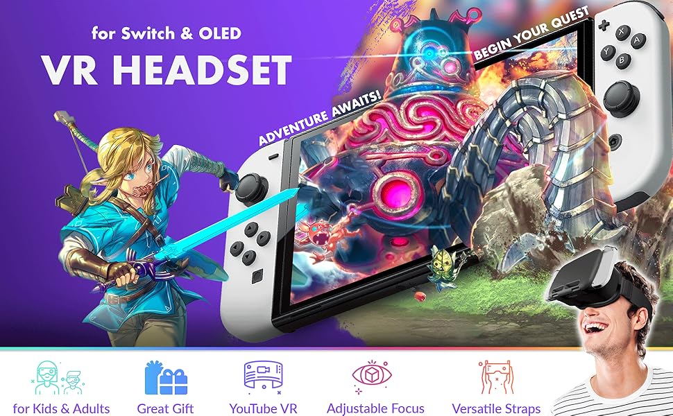 Orzly VR Headset for Nintendo Switch &amp; Switch OLED Virtual Reality Headset for Super Mario Odyssey