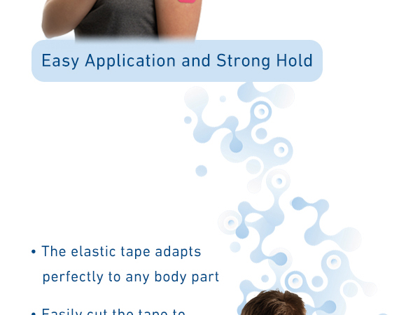 The application of kinesiology tape strips is easy and can be done at home, like kt tape