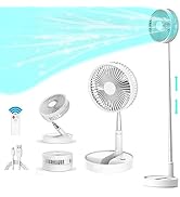 Greheywos Portable Foldable Oscillating Fan with Remote Control, 7200mAh Rechargeable USB Standin...