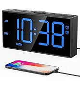 PPLEE Digital Alarm Clocks for Bedrooms Heavy Sleepers, 2 Alarms,Upgrade 7-5-2 Mode, Large Number...