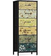 Furnulem Tall 6 Drawers Dresser, Vintage Storage Organizer Unit with Fabric Bins for Bedroom, Liv...