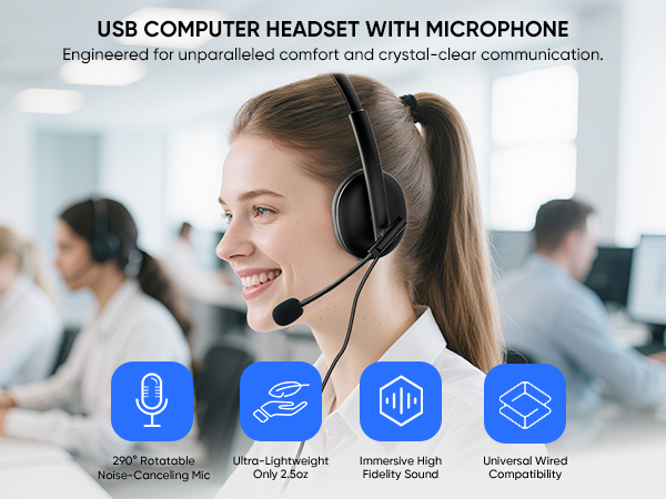 USB Headset with Microphone