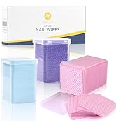KINGMAS 600Pcs Lint Free Nail Wipes, Non-Woven Fabric Nail Polish Remover Cleaning Pads Lash Exte...