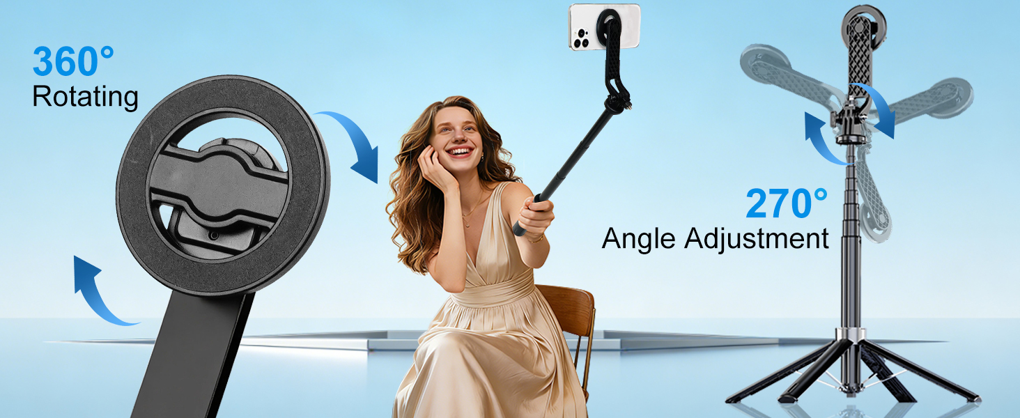 360 selfie stick rotation tripod