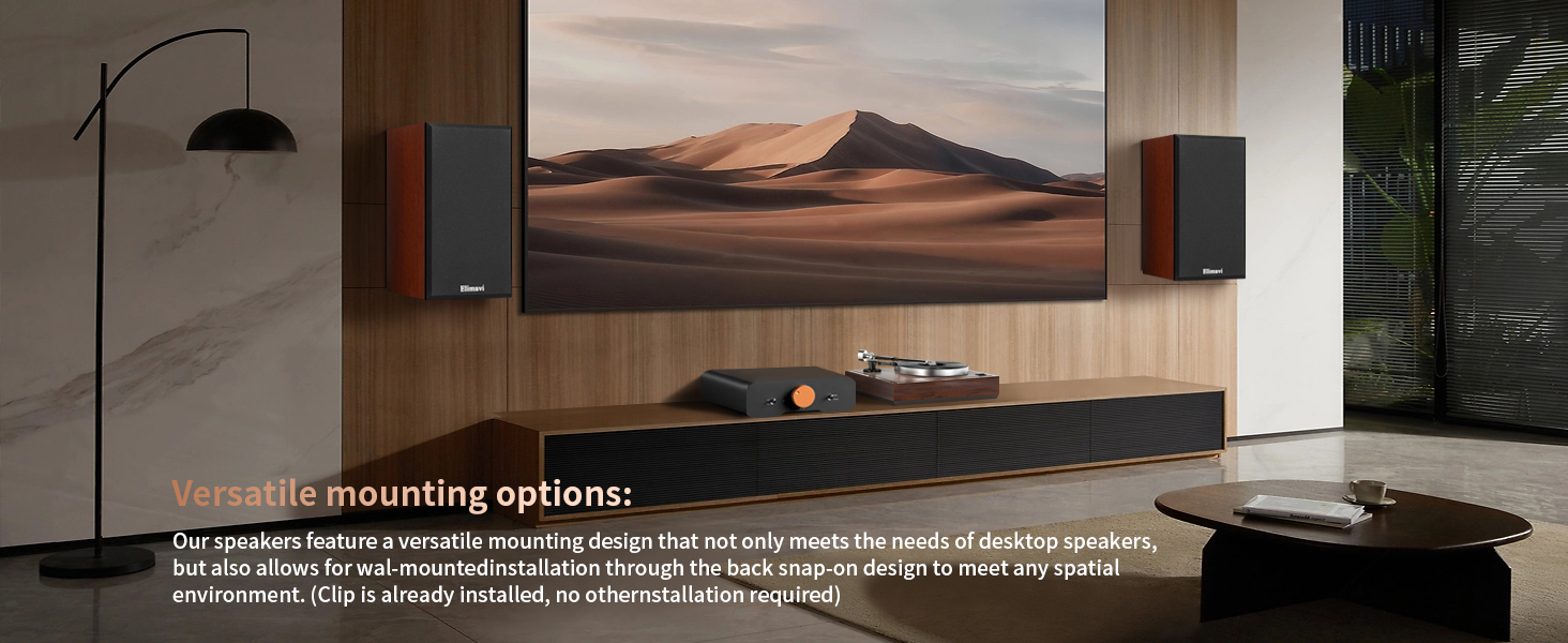 Passive speakers for TV scenes, wall mountable