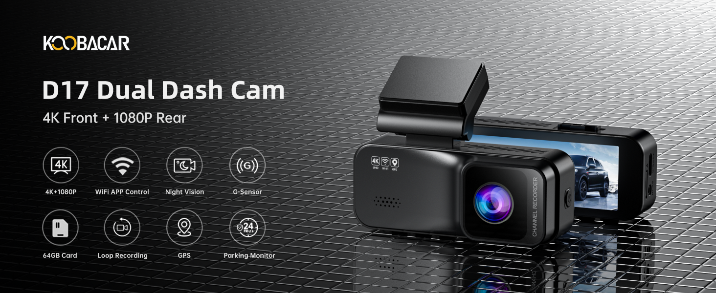 4K/2.5K Dash Cam Front and Rear