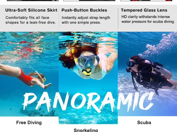 Swim Goggles Adult with Nose Cover, Clear Diving Mask Wide View No Blurring for Men Women Youth
