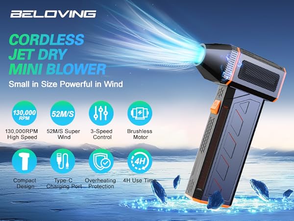 Electric Compressed Air Duster Super Powerful Turbo Dry Violent Jet Fan Air Blower Gun