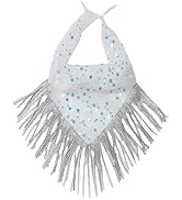 Amamcy Rhinestone Fringe Neckerchief for Women Sequins Neck Scarves Bandana with Tassel Glitter H...