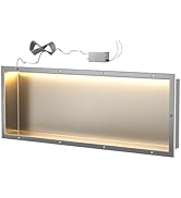 Bernkot Tile Ready Shower Niche with LED Light, Aluminium Wall Niche Tile Needed, Tileable Prefab...