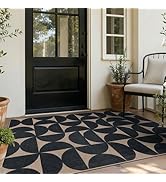 Lahome Semi Circle Easy Jute 3x5 Outdoor Rug, Washable Rugs for Entryway Porch Patio Indoor Outdo...